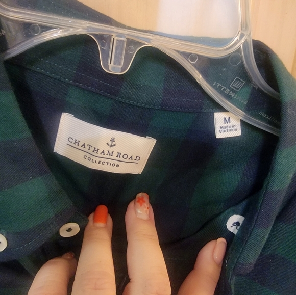NWT Chatham Road Mens Sz M Green Navy Plaid Shirt Preppy - Picture 4 of 7
